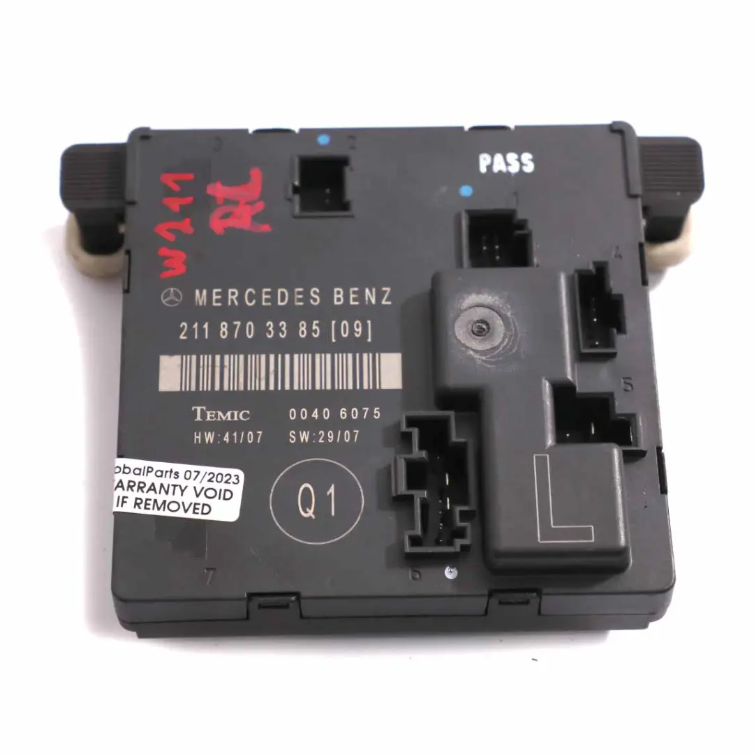 Door Module Rear Left N/S Control Unit ECU to Mercedes W211 with Part number A2118703385 Mercedes W211 Door Module Rear Left N/S Control Unit ECU - SKU A2118703385 - Part number A2118703385