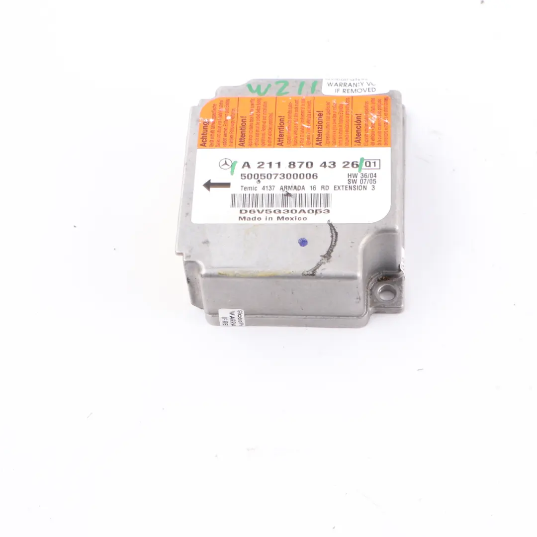 W219 Air Modul SRS Steuergerät ECU A2118701185 für Mercedes W211 mit Teilenummer A2118704326 Mercedes W211 W219 Air Modul SRS Steuergerät ECU A2118701185 - SKU A2118704326 - Teilenummer A2118704326