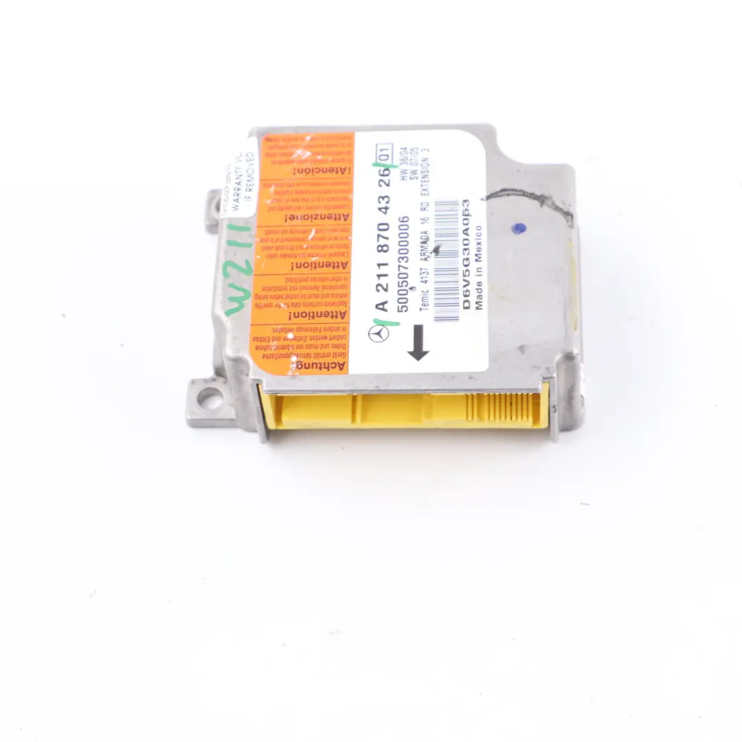Module Mercedes W211 CLS C219 SRS Control Unit ECU to Air with Part number A2118704326 Air Module Mercedes W211 CLS C219 SRS Control Unit ECU - SKU A2118704326 - Part number A2118704326