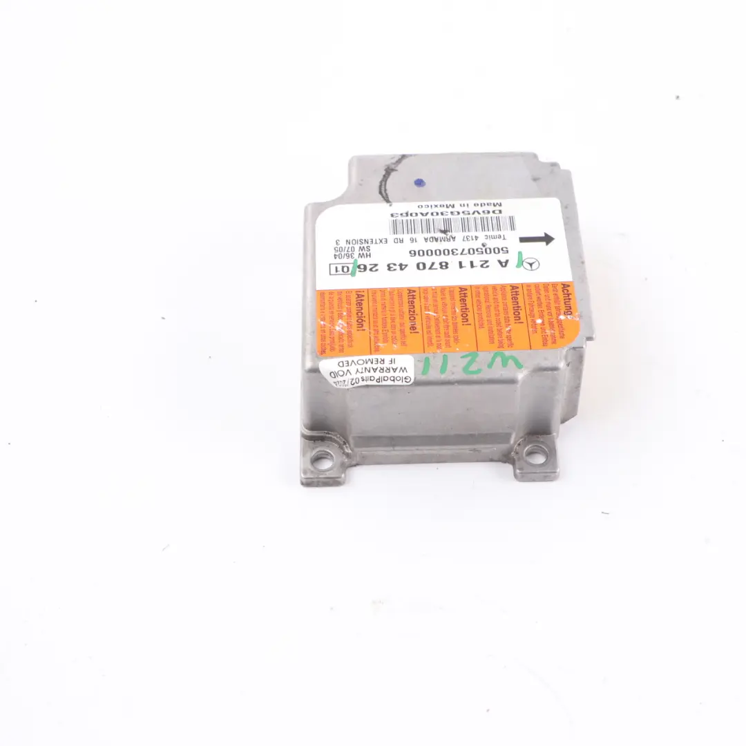 Module Mercedes W211 CLS C219 SRS Control Unit ECU to Air with Part number A2118704326 Air Module Mercedes W211 CLS C219 SRS Control Unit ECU - SKU A2118704326 - Part number A2118704326
