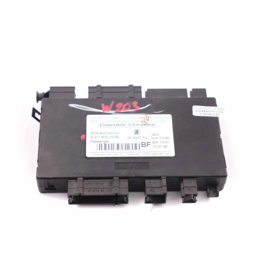 Modulo sedile Mercedes W164 W203 W211 C219 Unità memoria anteriore per con numero di parte A2118704585 Modulo sedile Mercedes W164 W203 W211 C219 Unità memoria anteriore - SKU A2118704585 - Numero di parte A2118704585