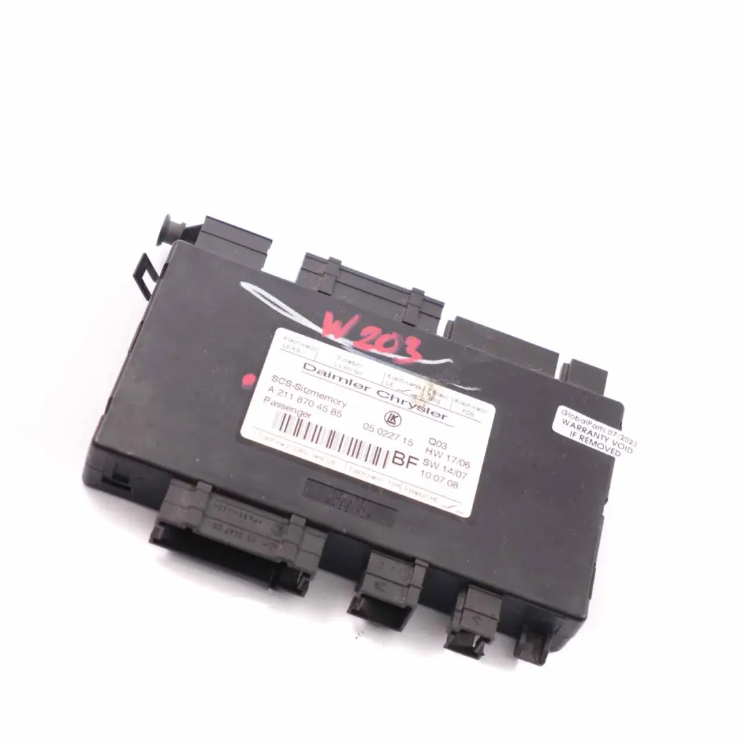 Module siège Mercedes W164 W203 W211 C219 Unité mémoire frontale pour à propos du numéro de pièce A2118704585 Module siège Mercedes W164 W203 W211 C219 Unité mémoire frontale - SKU A2118704585 - Numéro de pièce A2118704585