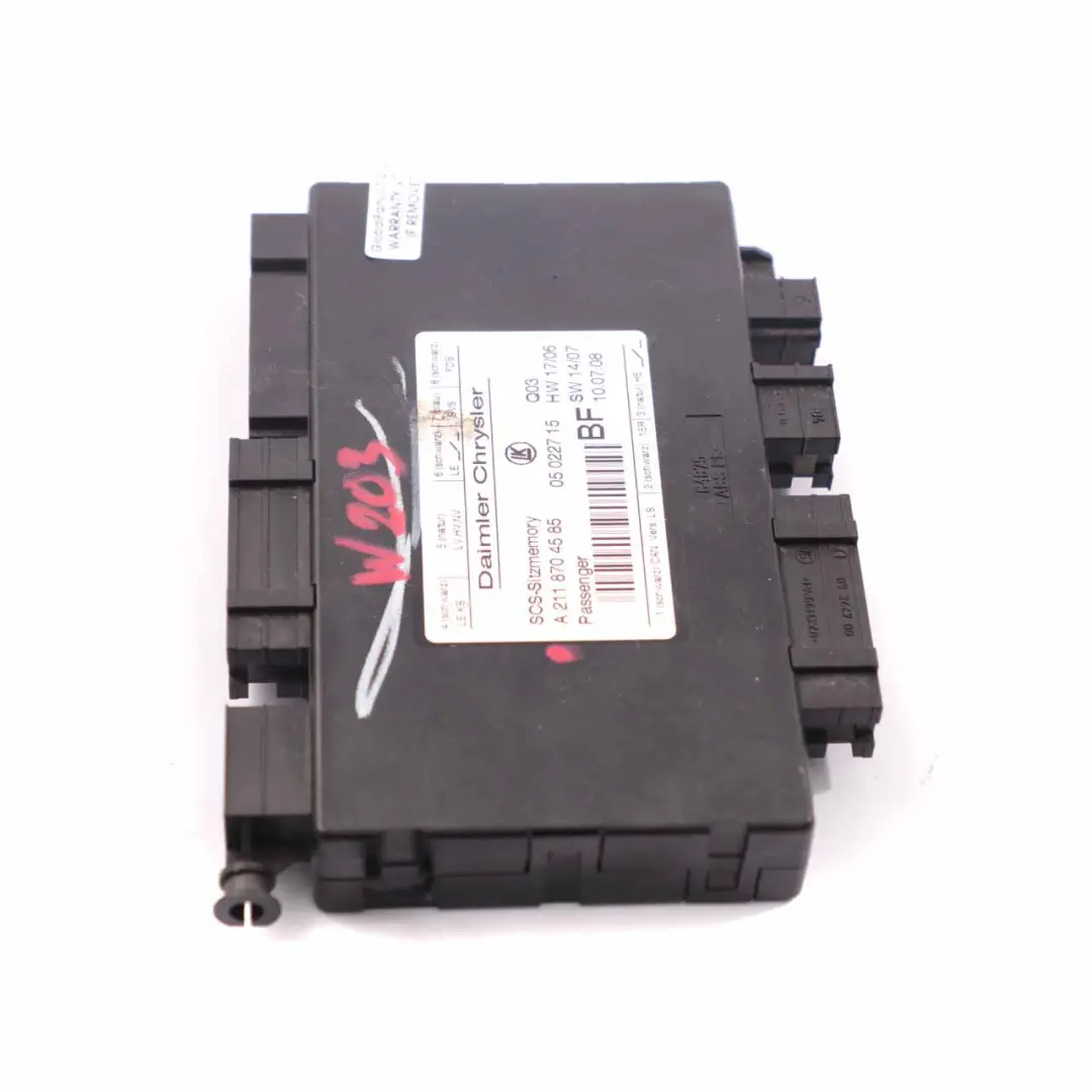  Módulo Asiento Mercedes W164 W203 W211 C219 Unidad Memoria Delantera - SKU A2118704585 - Número de pieza A2118704585