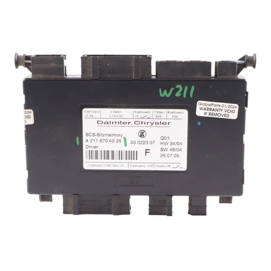 Sterownik Moduł Fotela Przód do Mercedes W164 W203 W211 C219 o numerze A2118704926 Mercedes W164 W203 W211 C219 Sterownik Moduł Fotela Przód - SKU A2118704926 - Numer Części A2118704926