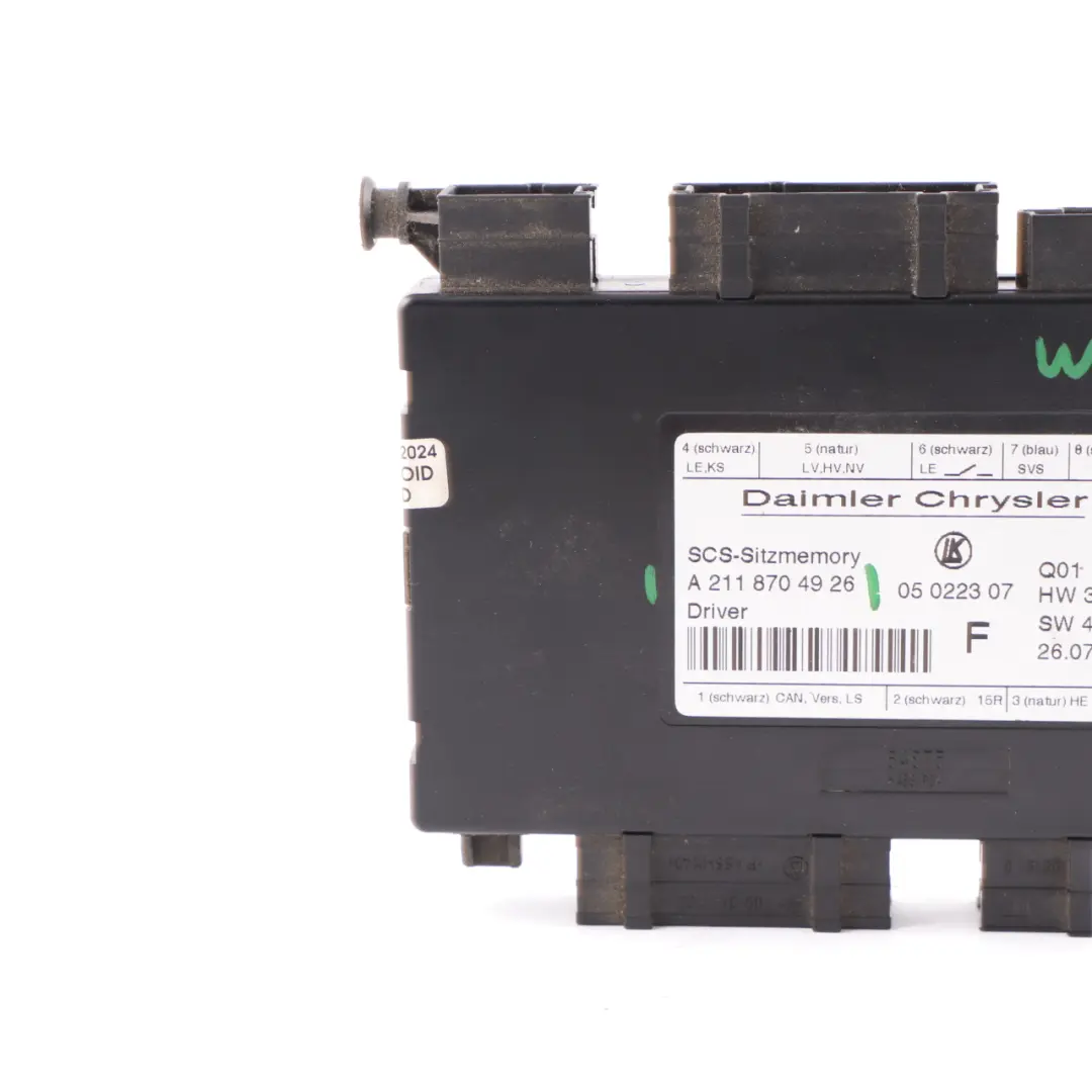 Modulo sedile Mercedes W164 W203 W211 C219 Unità controllo memoria per con numero di parte A2118704926 Modulo sedile Mercedes W164 W203 W211 C219 Unità controllo memoria - SKU A2118704926 - Numero di parte A2118704926