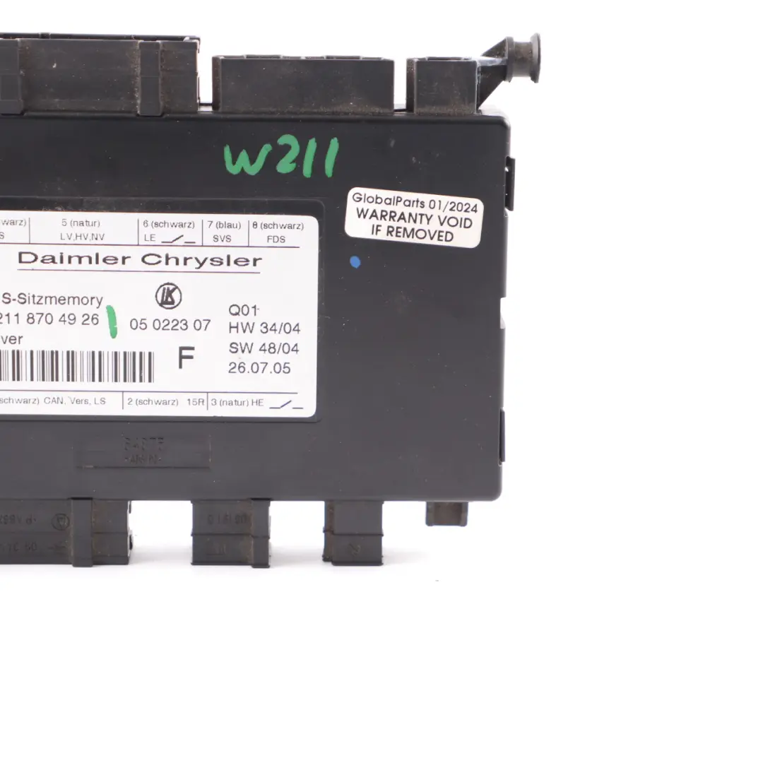 Modulo sedile Mercedes W164 W203 W211 C219 Unità controllo memoria per con numero di parte A2118704926 Modulo sedile Mercedes W164 W203 W211 C219 Unità controllo memoria - SKU A2118704926 - Numero di parte A2118704926