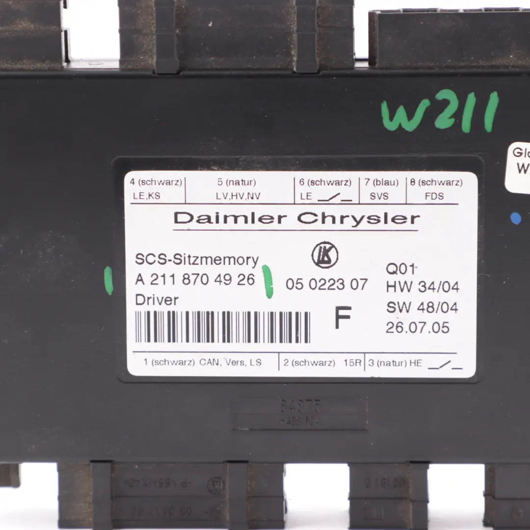 Sitzmodul Mercedes W164 W203 W211 C219 Front Memory Steuergerät für mit Teilenummer A2118704926 Sitzmodul Mercedes W164 W203 W211 C219 Front Memory Steuergerät - SKU A2118704926 - Teilenummer A2118704926