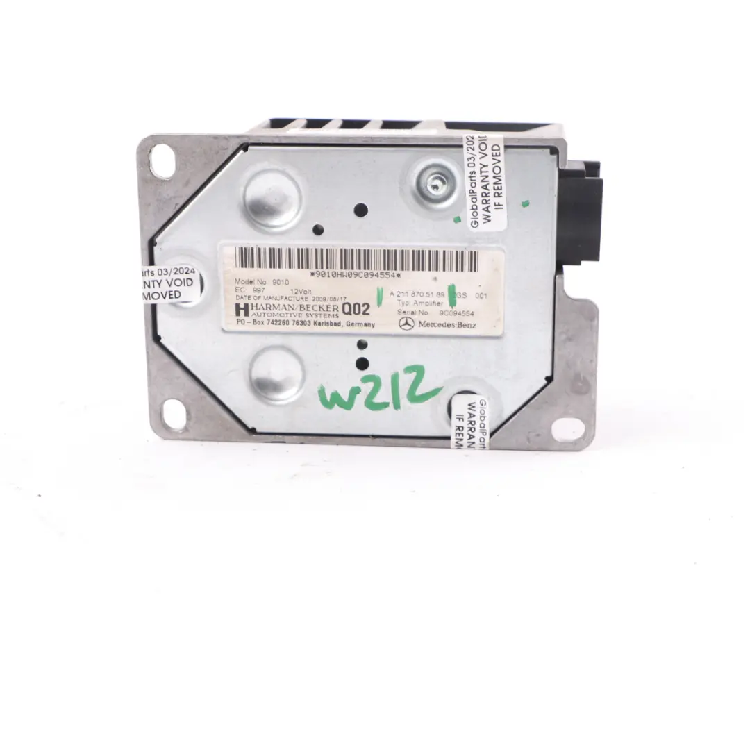  Sound Amplifier Mercedes W204 W211 W212 C219 Audio Harman Becker AMP - SKU A2118705189 - Part number A2118705189