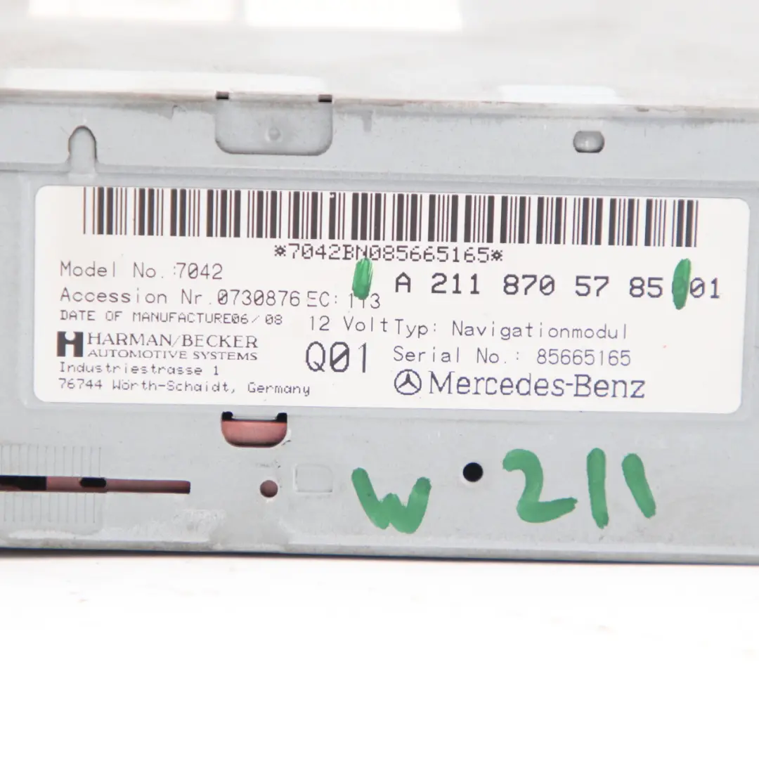 Navigation DVD CD Player Unit Harman Becker to Mercedes W211 CLS C219 with Part number A2118705785 Mercedes W211 CLS C219 Navigation DVD CD Player Unit Harman Becker - SKU A2118705785 - Part number A2118705785