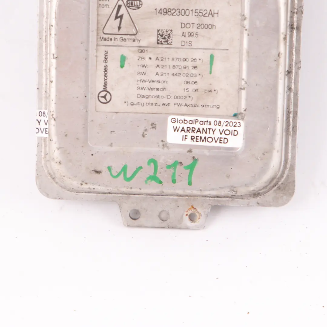Control Unit Headlight Ballast Module Hella 5DC009060-00 to Mercedes W211 Xenon with Part number A2118709026 Mercedes W211 Xenon Control Unit Headlight Ballast Module Hella 5DC009060-00 - SKU A2118709026 - Part number A2118709026