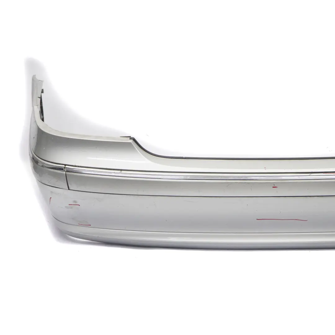 Bumper Trim Panel Brilliant Silver Metallic - 744 to Mercedes W211 Rear with Part number A2118800740 Mercedes W211 Rear Bumper Trim Panel Brilliant Silver Metallic - 744 - SKU A2118800740-BRS - Part number A2118800740
