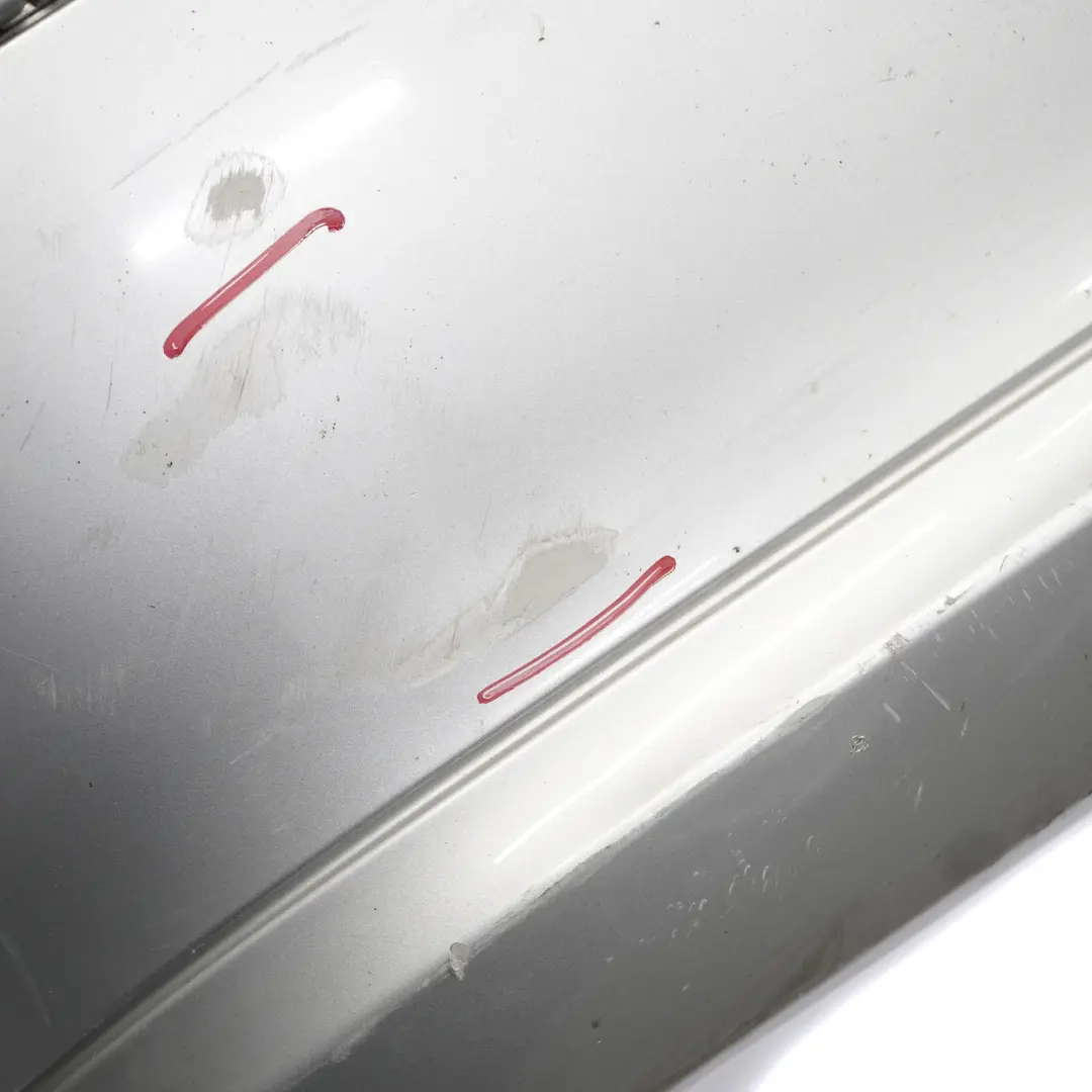 Bumper Trim Panel Brilliant Silver Metallic - 744 to Mercedes W211 Rear with Part number A2118800740 Mercedes W211 Rear Bumper Trim Panel Brilliant Silver Metallic - 744 - SKU A2118800740-BRS - Part number A2118800740