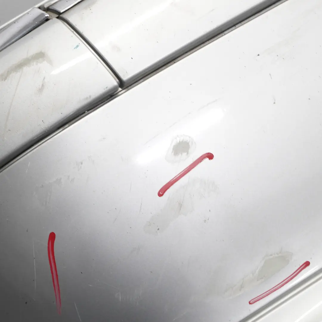 Bumper Trim Panel Brilliant Silver Metallic - 744 to Mercedes W211 Rear with Part number A2118800740 Mercedes W211 Rear Bumper Trim Panel Brilliant Silver Metallic - 744 - SKU A2118800740-BRS - Part number A2118800740