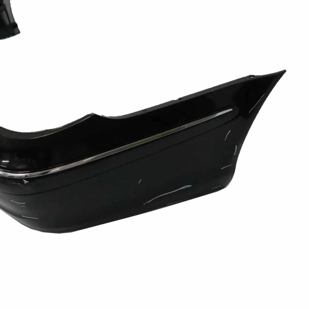 Bumper Trim Panel Cover Melanite Black Metallic - 185 to Mercedes W211 Rear with Part number A2118800740 Mercedes W211 Rear Bumper Trim Panel Cover Melanite Black Metallic - 185 - SKU A2118800740-MEB - Part number A2118800740