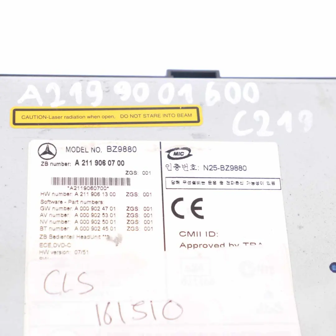 W219 Head Unit CD Player Navigation Radio Audio Unit to Mercedes CLS with Part number A2119060700 Mercedes CLS W219 Head Unit CD Player Navigation Radio Audio Unit - SKU A2119060700 - Part number A2119060700