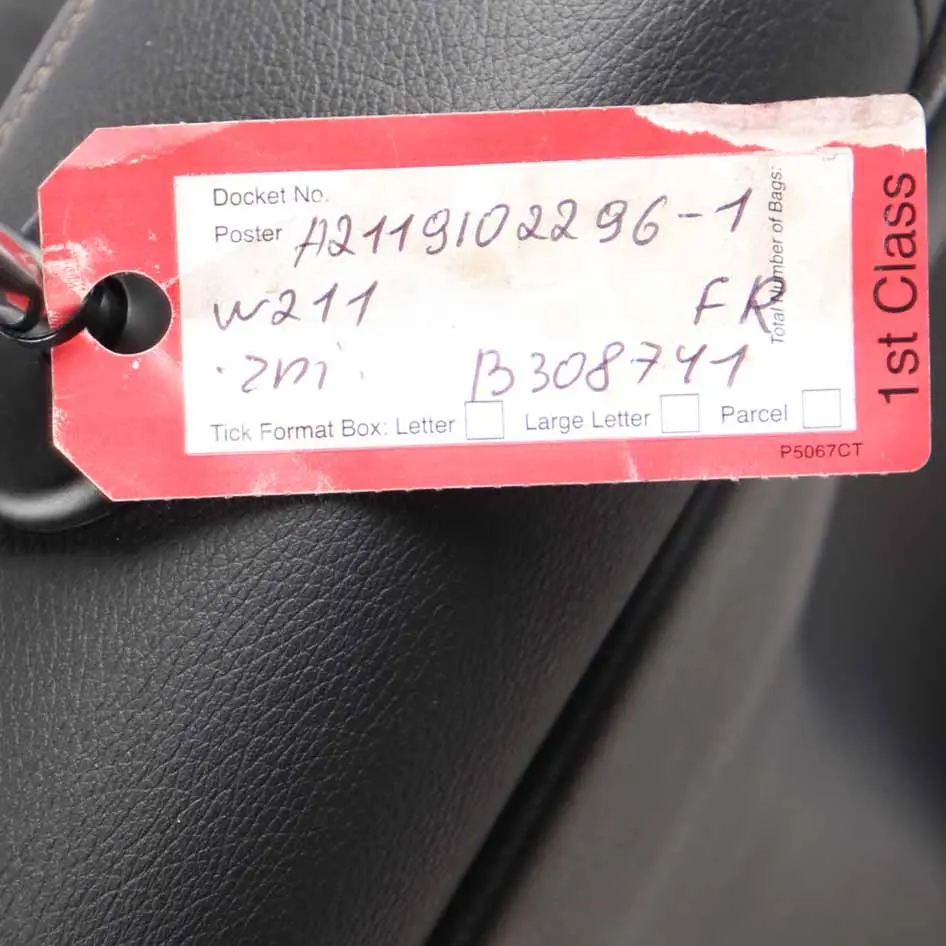  Front Seat Mercedes W211 Right O/S Leather Nappa Black Semi-Aniline - SKU A2119102296-1 - Part number A2119102296