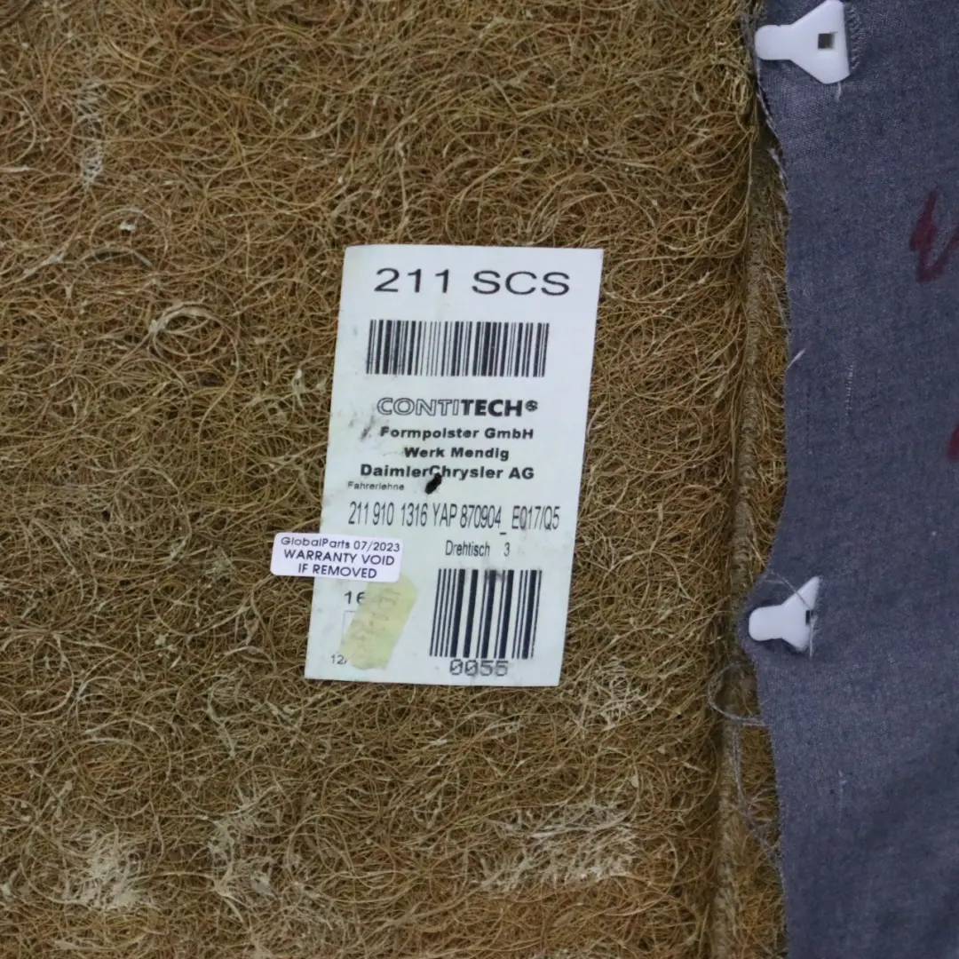 Respaldo Delantero Izquierdo Derecho Funda Cuero Artico Beige para Mercedes W211 con número de pieza A2119102347 Mercedes W211 Respaldo Delantero Izquierdo Derecho Funda Cuero Artico Beige - SKU A2119102347 - Número de pieza A2119102347