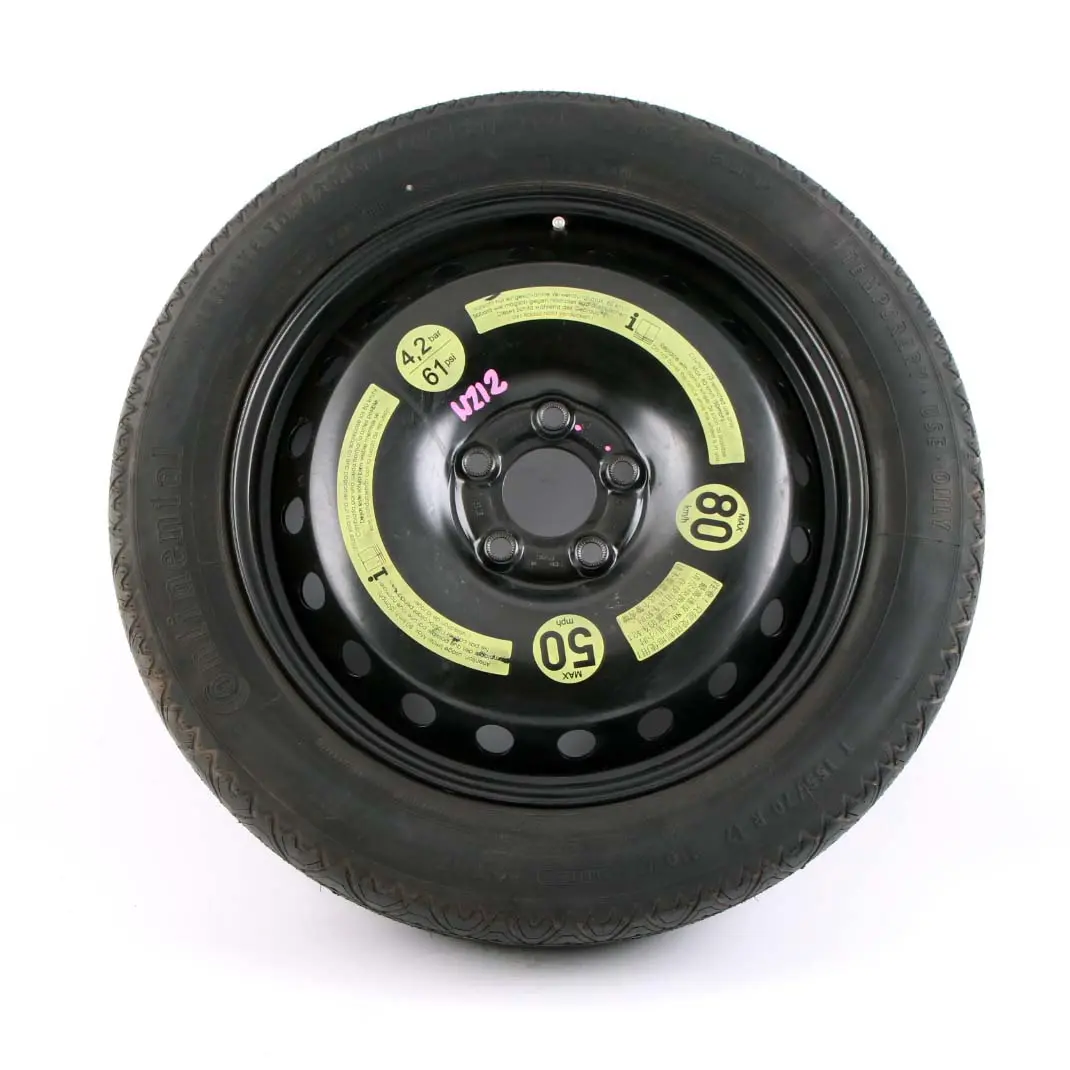 Ersatz Rad Stahl R17 Bereifung Continental 155/70 für Mercedes W212 mit Teilenummer A2124000002 Mercedes W212 Ersatz Rad Stahl R17 Bereifung Continental 155/70 - SKU A2124000002 - Teilenummer A2124000002