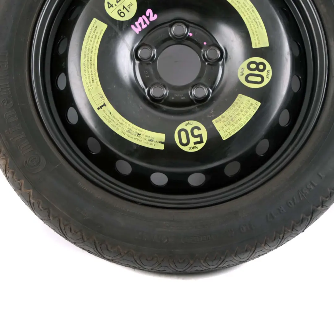 Roue De Secours Acier R17 Pneu Continental 155/70 pour Mercedes W212 à propos du numéro de pièce A2124000002 Mercedes W212 Roue De Secours Acier R17 Pneu Continental 155/70 - SKU A2124000002 - Numéro de pièce A2124000002