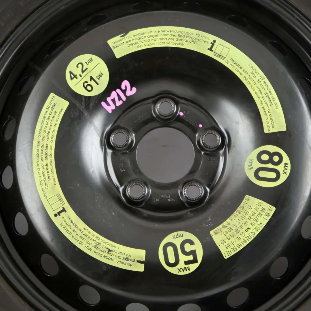 Ersatz Rad Stahl R17 Bereifung Continental 155/70 für Mercedes W212 mit Teilenummer A2124000002 Mercedes W212 Ersatz Rad Stahl R17 Bereifung Continental 155/70 - SKU A2124000002 - Teilenummer A2124000002