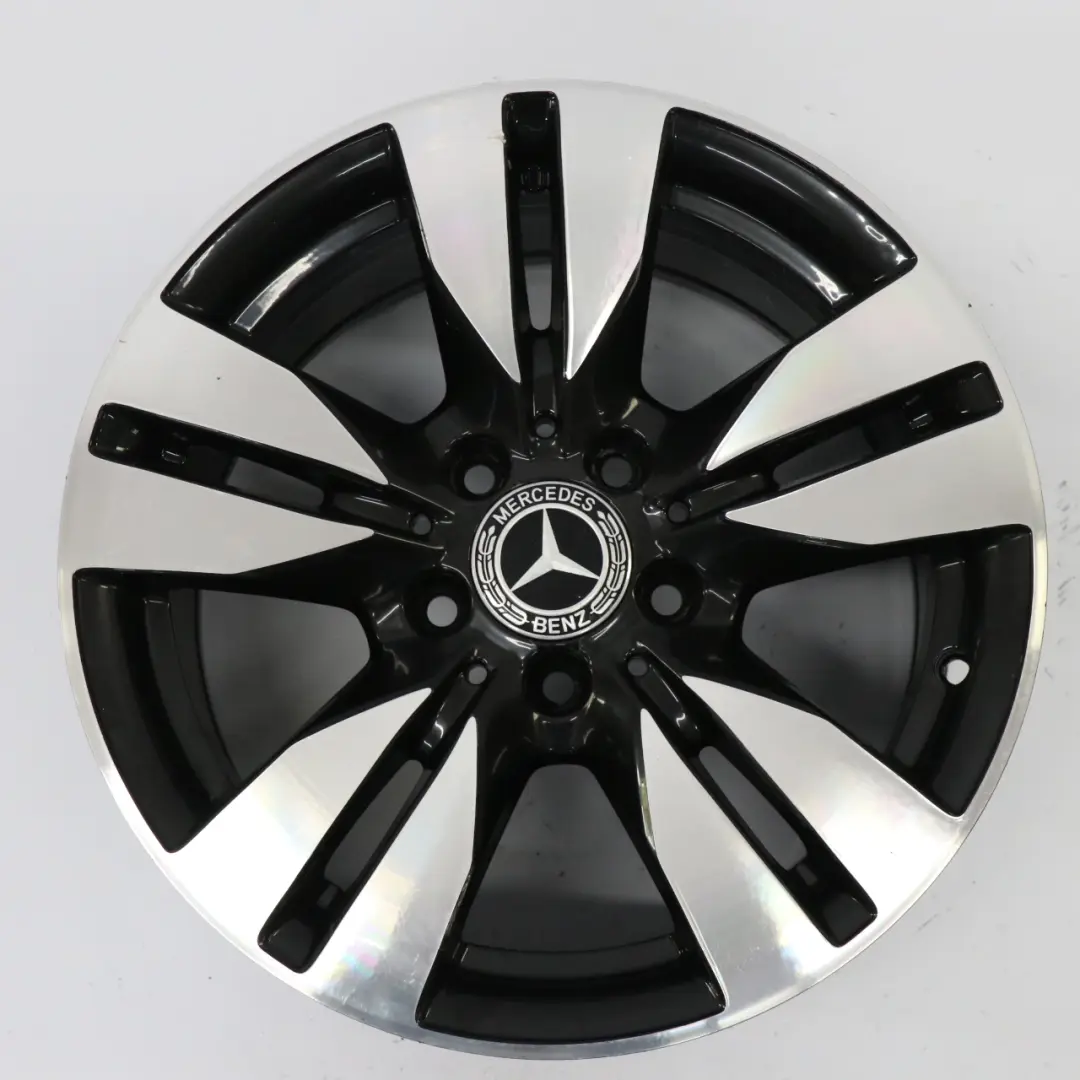 Cerchio in lega nero a 5 doppie razze 16" ET:46 8J per Mercedes W212 con numero di parte A2124010202 Mercedes W212 Cerchio in lega nero a 5 doppie razze 16" ET:46 8J - SKU A2124010202-6 - Numero di parte A2124010202