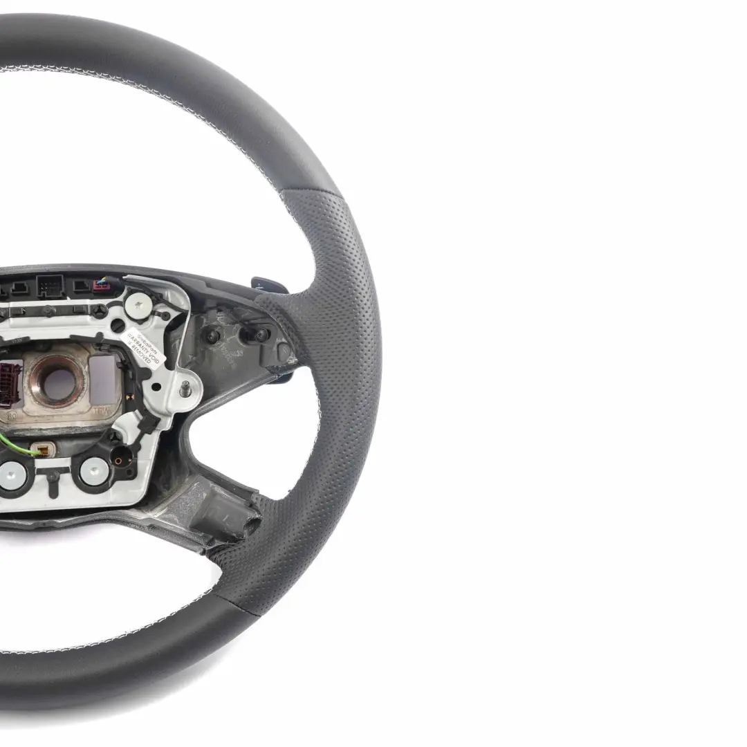 Mercedes W212 Volante NUOVO in Pelle Nera con Fili Bianchi Comandi a Paddle - SKU A2124600403-1 - Numero di parte A2124600403