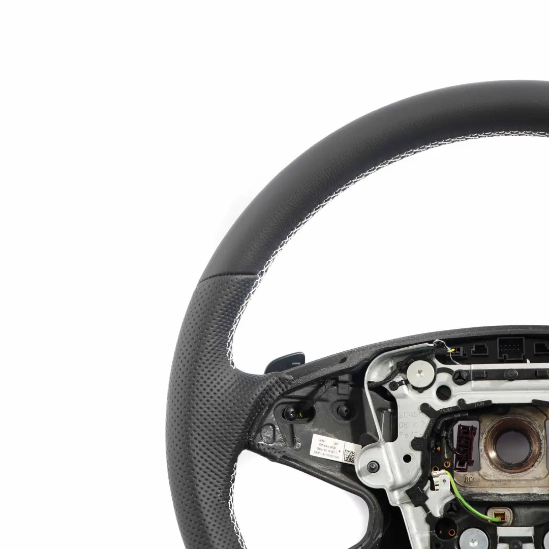 Steering Wheel Mercedes W212 NEW Black Leather with White Threads Paddle Shift  - SKU A2124600403-1 - Part number A2124600403