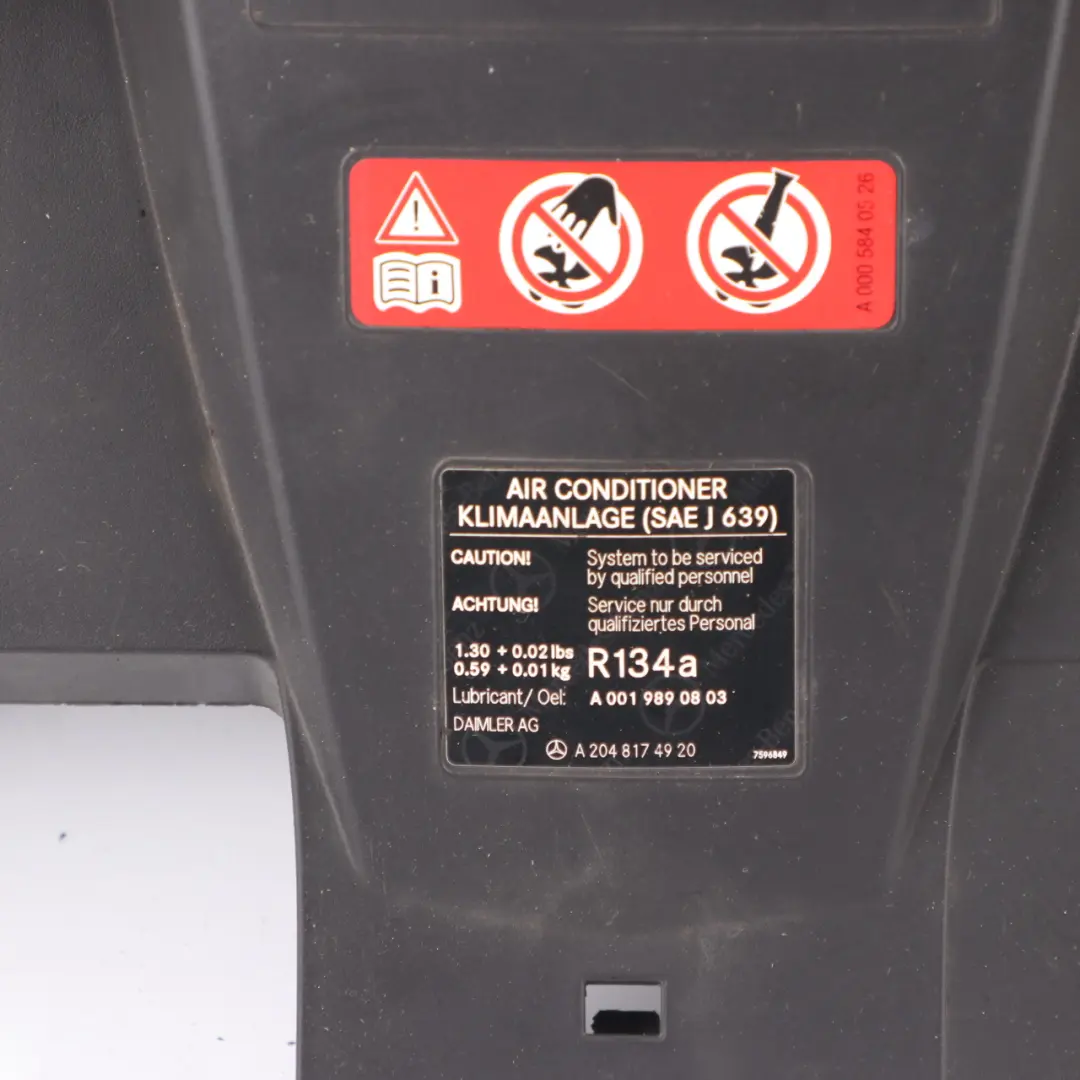 Mercedes W212 Kühler Lufteinlass Kanal Obere Platte Abdeckung - SKU A2125000255 - Teilenummer A2125000255