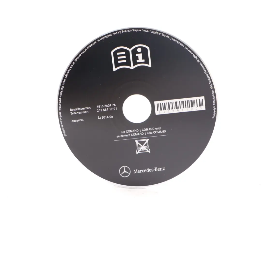 Owner's Manual Digital Instruction CD Disc to Mercedes W212 with Part number A2125841901 Mercedes W212 Owner's Manual Digital Instruction CD Disc - SKU A2125841901 - Part number A2125841901