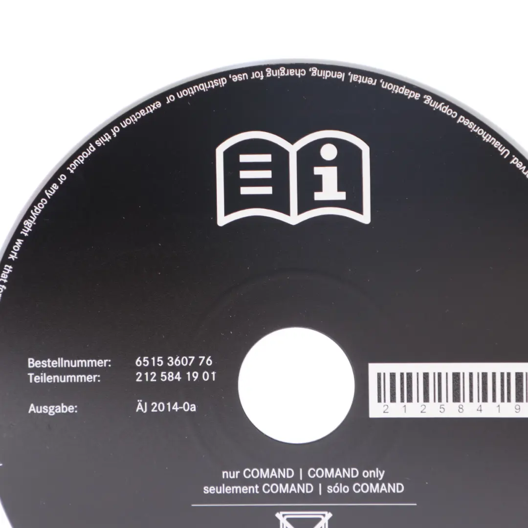 Owner's Manual Digital Instruction CD Disc to Mercedes W212 with Part number A2125841901 Mercedes W212 Owner's Manual Digital Instruction CD Disc - SKU A2125841901 - Part number A2125841901