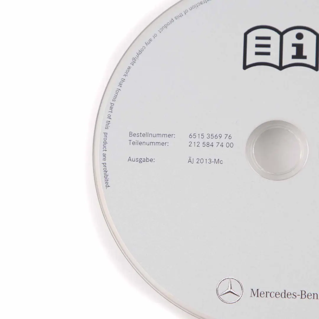 Owner's Manual Digital Instruction CD Disc to Mercedes W212 with Part number A2125847400 Mercedes W212 Owner's Manual Digital Instruction CD Disc - SKU A2125847400 - Part number A2125847400