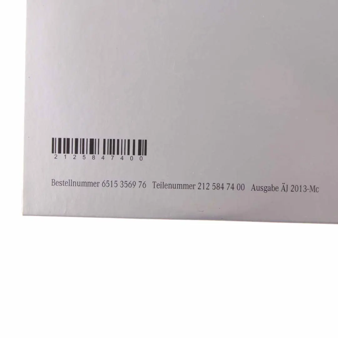 Mercedes W212 Owner's Manual Digital Instruction CD Disc - SKU A2125847400 - Part number A2125847400