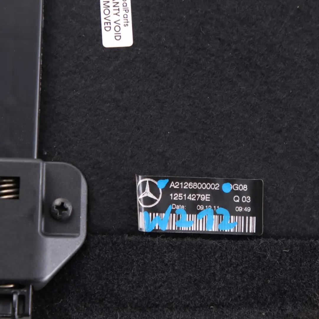  Trunk Floor Mercedes W212 Boot Rear Loading Trim Panel Carpet Black - SKU A2126800002 - Part number A2126800002