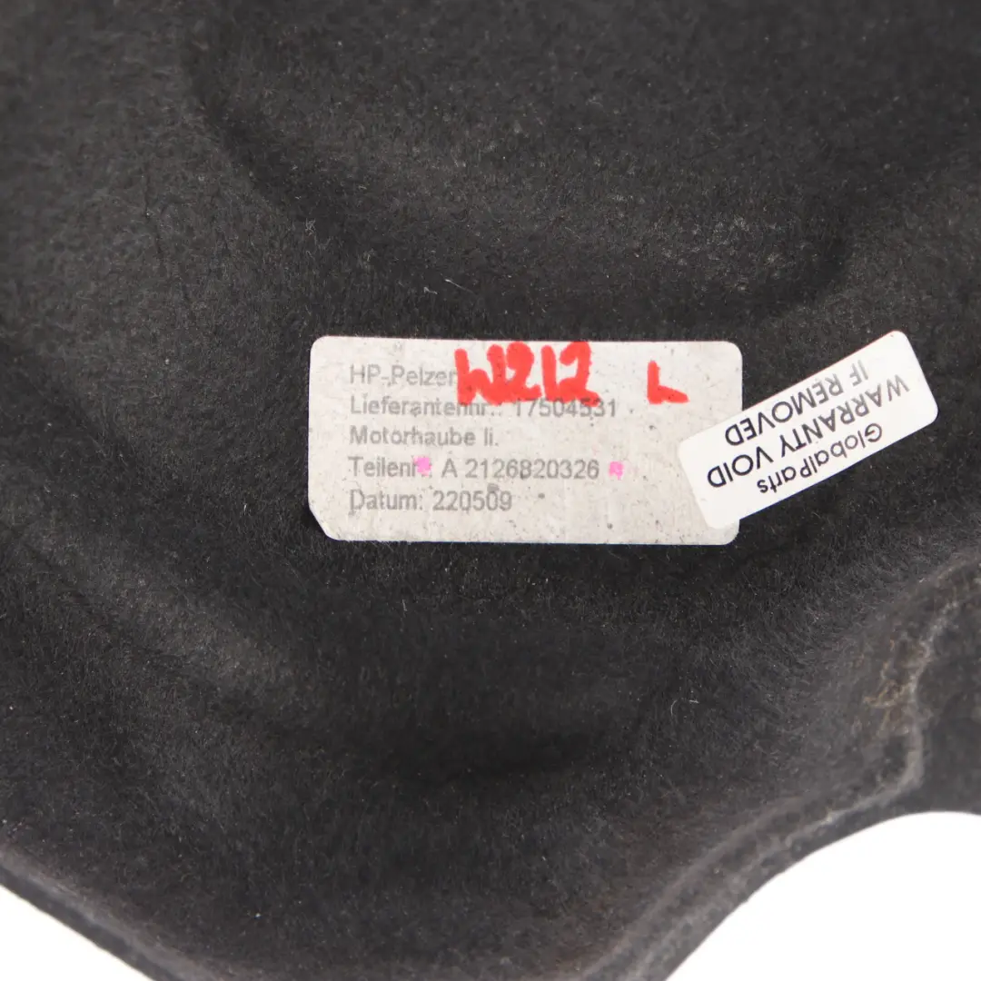 Mercedes W212 Engine Hood Insulation Left N/S Bonnet Dampening - SKU A2126820326 - Part number A2126820326