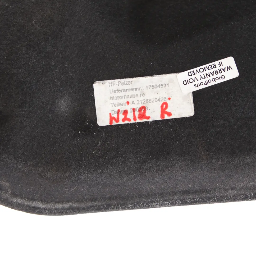 Mercedes W212 Engine Hood Insulation Right O/S Bonnet Dampening - SKU A2126820426 - Part number A2126820426