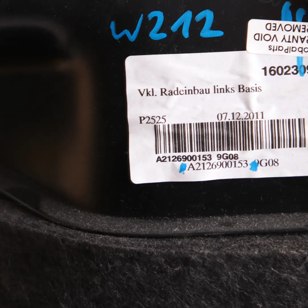 Maletero Lateral Cubierta Panel Trasero Izquierdo para Mercedes W212 con número de pieza A2126900153 Mercedes W212 Maletero Lateral Cubierta Panel Trasero Izquierdo - SKU A2126900153 - Número de pieza A2126900153