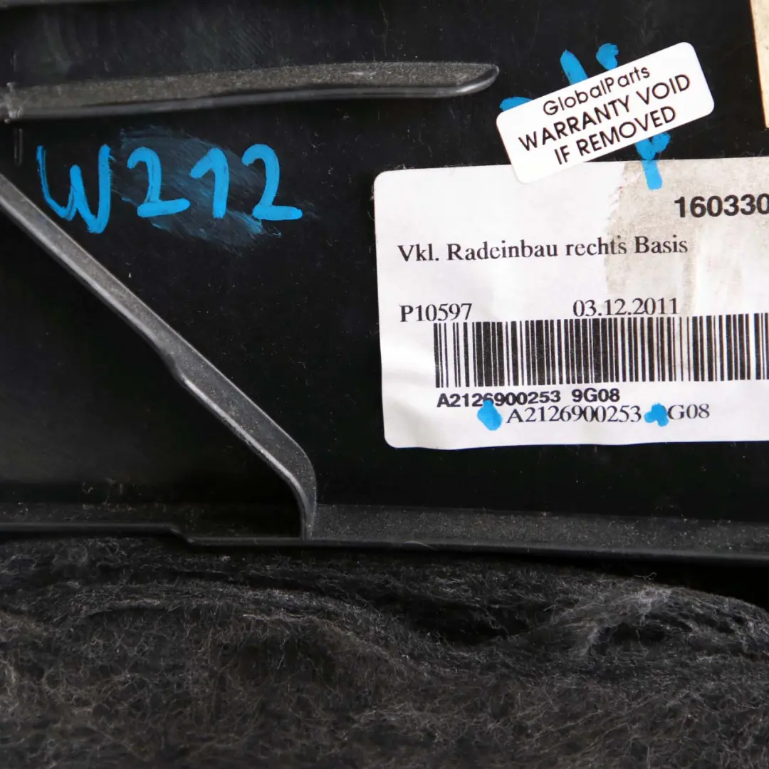 Mercedes W212 Trunk Boot Side Trim Cover Panel Rear Right O/S Black - SKU A2126900253 - Part number A2126900253
