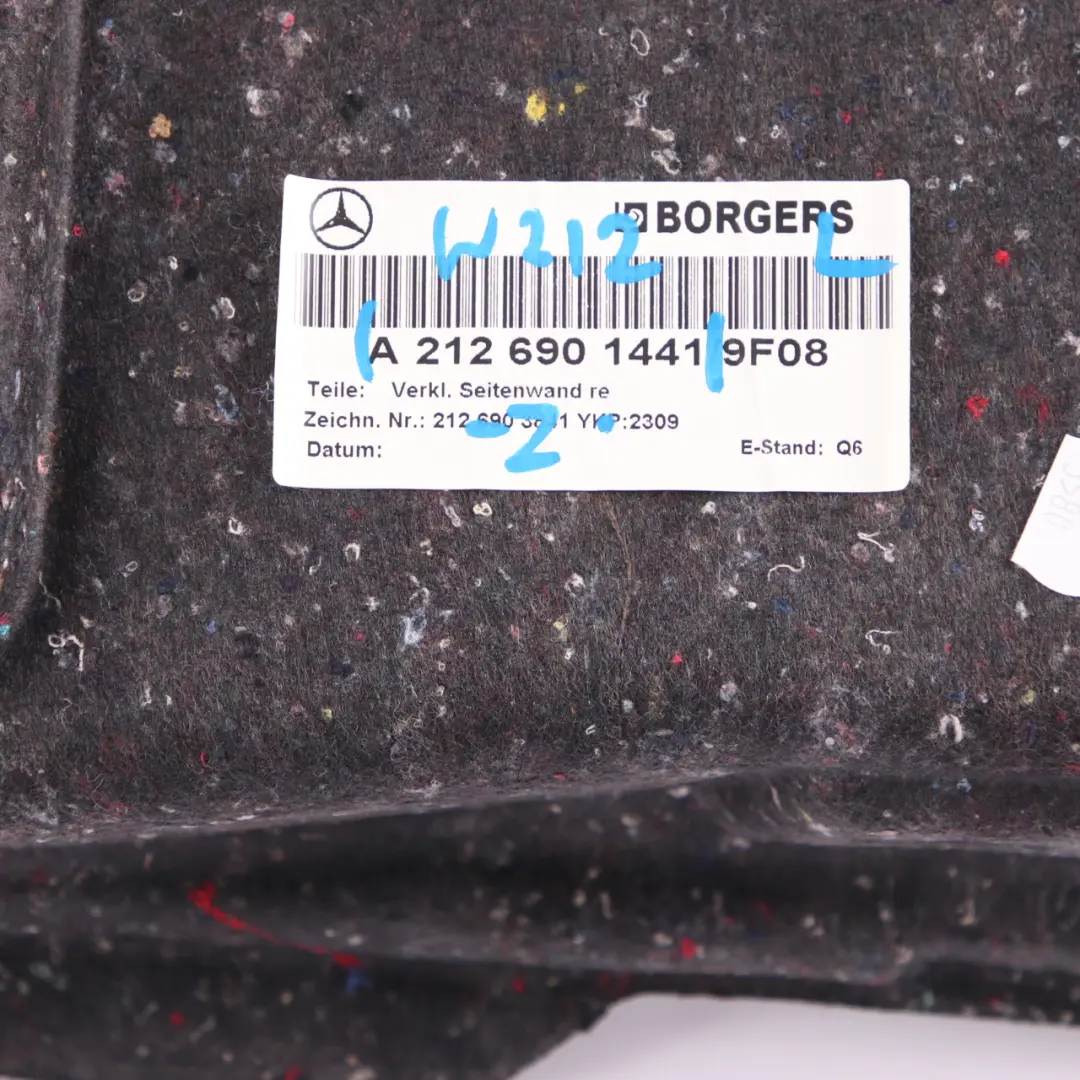 Mercedes W212 Boot Trunk Luggage Right O/S Lateral Trim Panel Cover - SKU A2126901441 - Part number A2126901441