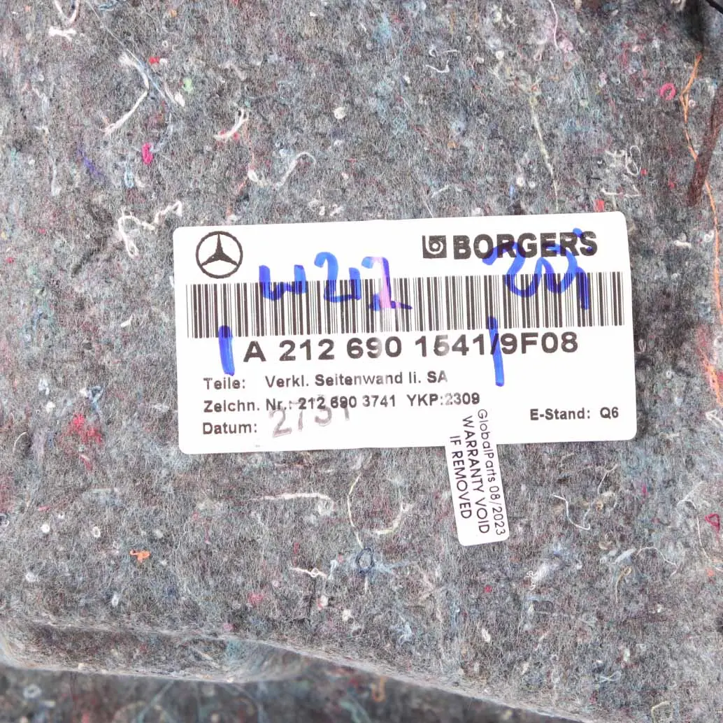 Boot Trunk Trim Mercedes W212 Saloon Rear Left N/S Lateral Cover to with Part number A2126901541 Boot Trunk Trim Mercedes W212 Saloon Rear Left N/S Lateral Cover - SKU A2126901541 - Part number A2126901541