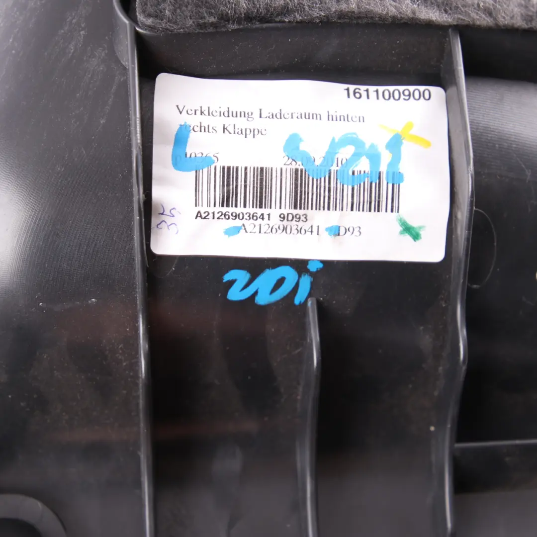 Mercedes W212 Portellone posteriore destro Baule Pannello copertura interna - SKU A2126903641 - Numero di parte A2126903641