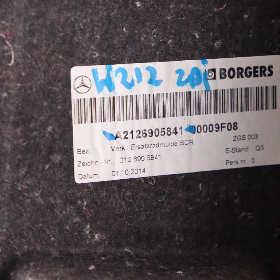 Mercedes W212 Boot Trunk Spare Wheel Trim Panel Covering Carpet - SKU A2126905841 - Part number A2126905841