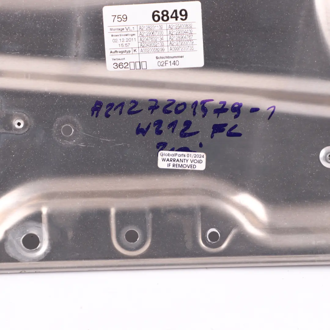  Window Lifter Mercedes W204 W212 Front Left Door N/S Lifter Motor Panel Mount - SKU A2127201579-1 - Part number A2127201579
