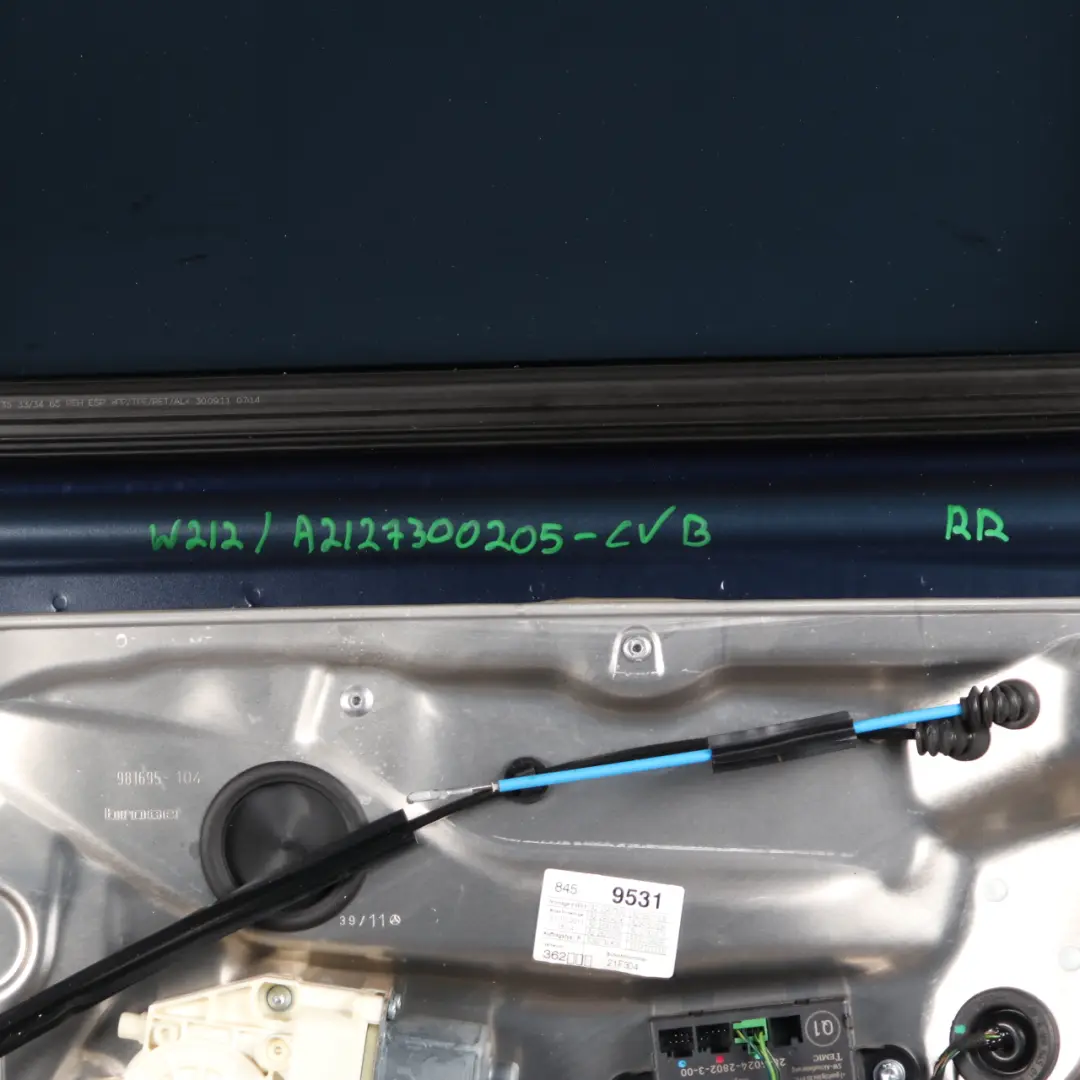 Door Rear Right O/S Cover Panel Cavansite Blue Metallic - 890 to Mercedes W212 with Part number A2127300205 Mercedes W212 Door Rear Right O/S Cover Panel Cavansite Blue Metallic - 890 - SKU A2127300205-CVB - Part number A2127300205