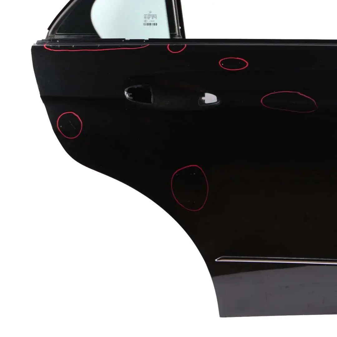 Door Rear Right O/S Cover Panel Obsidian Black - 197 to Mercedes W212 with Part number A2127300205 Mercedes W212 Door Rear Right O/S Cover Panel Obsidian Black - 197 - SKU A2127300205-OB - Part number A2127300205