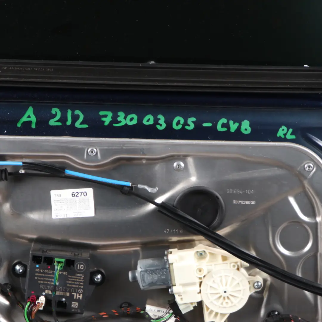 Door Rear Left N/S Cavansite Blue Metallic - 890 to Mercedes S212 Estate with Part number A2127300305 Mercedes S212 Estate Door Rear Left N/S Cavansite Blue Metallic - 890 - SKU A2127300305-CVB - Part number A2127300305