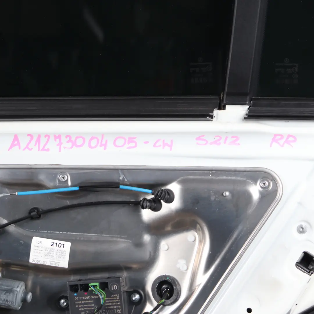 Door Rear Right O/S Cover Panel Calcite White - 650 to Mercedes S212 Estate with Part number A2127300405 Mercedes S212 Estate Door Rear Right O/S Cover Panel Calcite White - 650 - SKU A2127300405-CW - Part number A2127300405