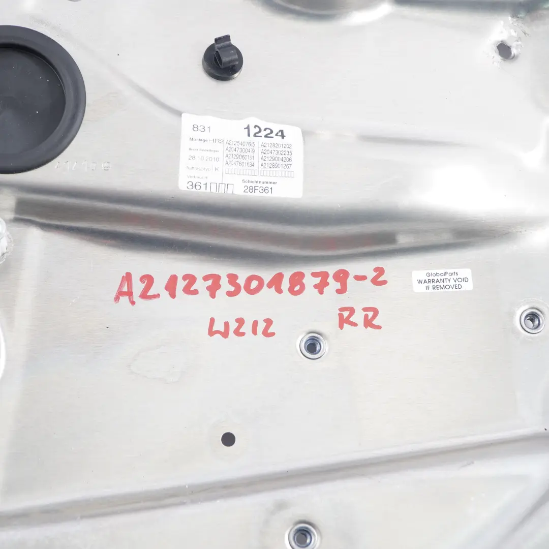Window Lifter Mercedes W204 W212 Rear Right O/S Window Regulator Motor Panel  - SKU A2127301879-1 - Part number A2127301879
