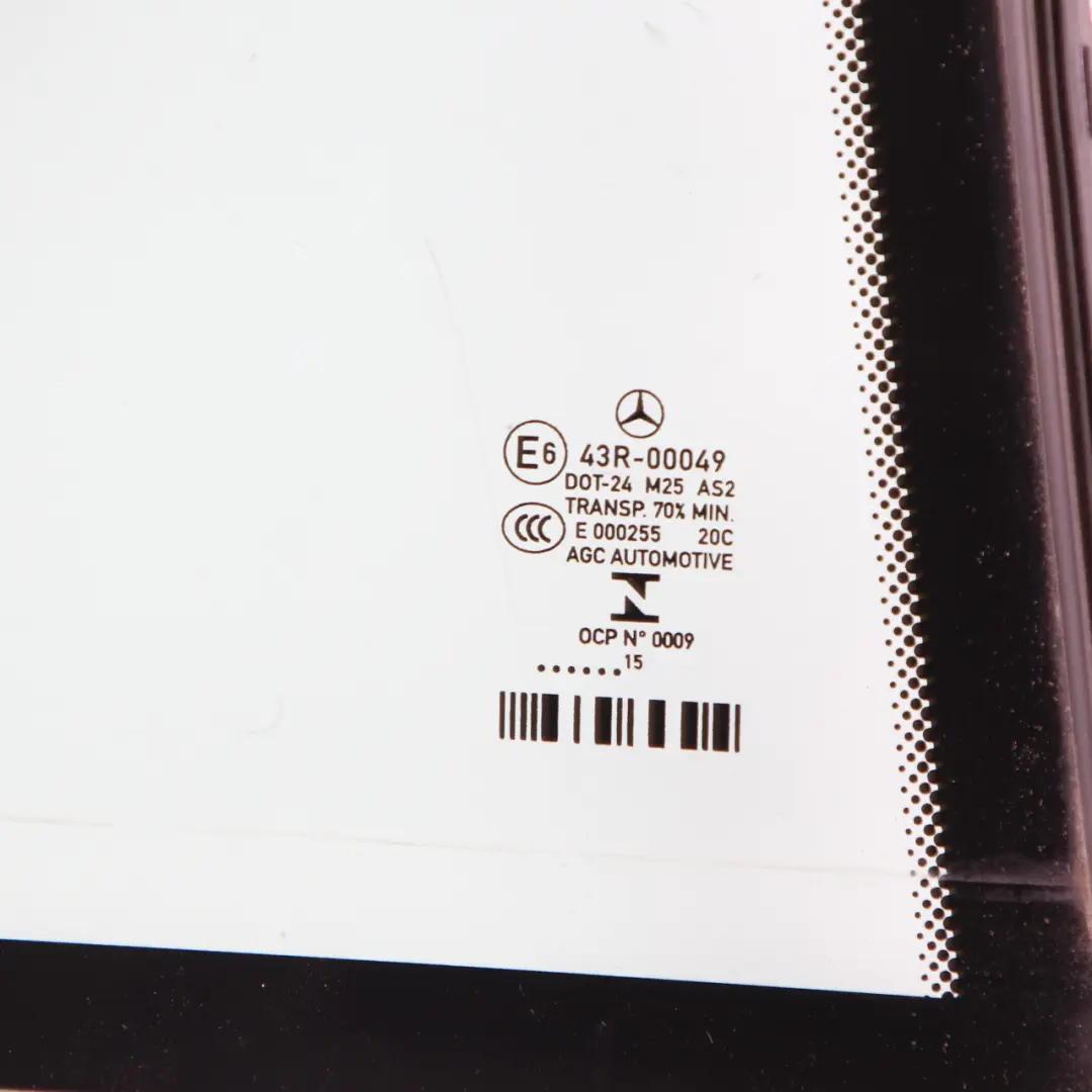 Window Glass Rear Door Right Glazing Quarter AS2 to Mercedes W212 with Part number A2127304000 Mercedes W212 Window Glass Rear Door Right Glazing Quarter AS2 - SKU A2127304000 - Part number A2127304000