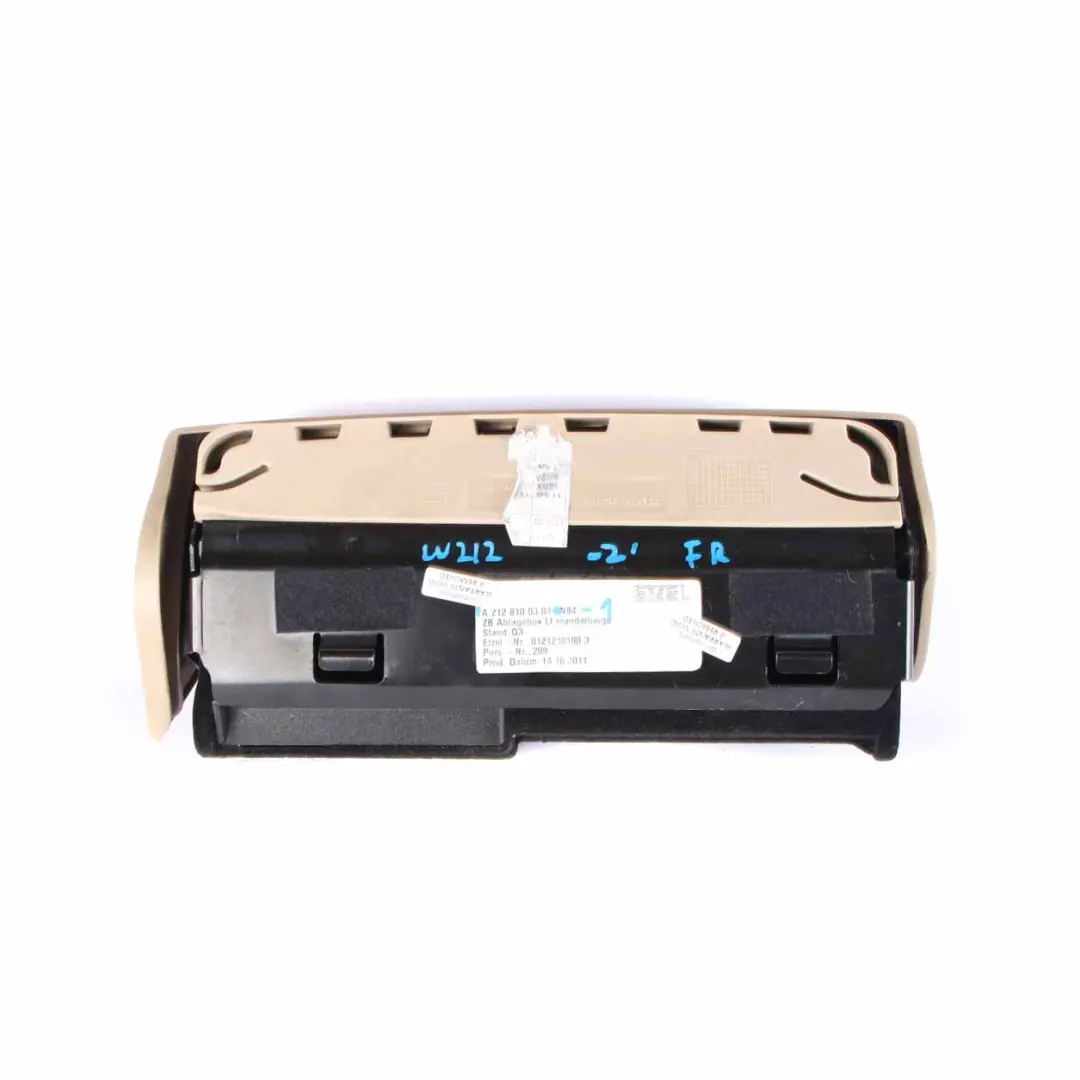 Mercedes W212 Seat Storage Compartment Front Left N/S Beige - SKU A2128100304-1 - Part number A2128100304