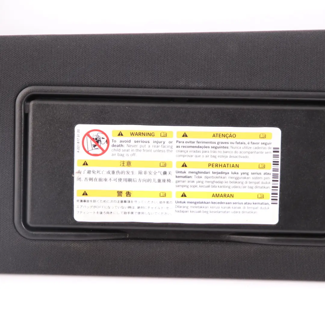  Sonnen Blende Mercedes W212 Abdeckung Trim links vorne schwarz - SKU A2128101510-1 - Teilenummer A2128101510
